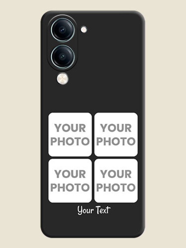 Custom Floral Art with 6 Image Holder on Photo On Space Black Custom Soft Matte Mobile Back Cover - Vivo Y19e - alternate view