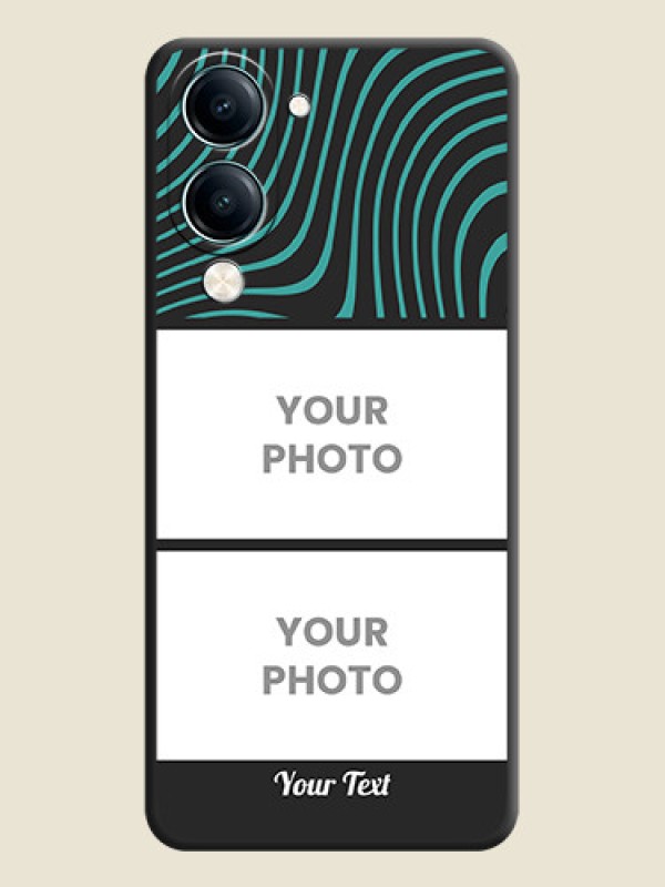 Custom Wave Pattern with 2 Image Holder On Space Black Custom Soft Matte Mobile Back Cover - Vivo Y19e - alternate view
