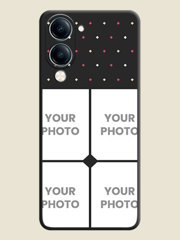 Custom Multicolor Dotted Pattern with 4 Image Holder On Space Black Custom Soft Matte Mobile Back Cover - Vivo Y19e - alternate view