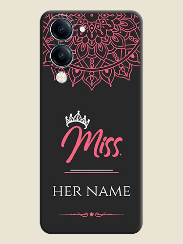Custom Mrs Name with Floral Design On Space Black Custom Soft Matte Mobile Back Cover - Vivo Y19e - alternate view