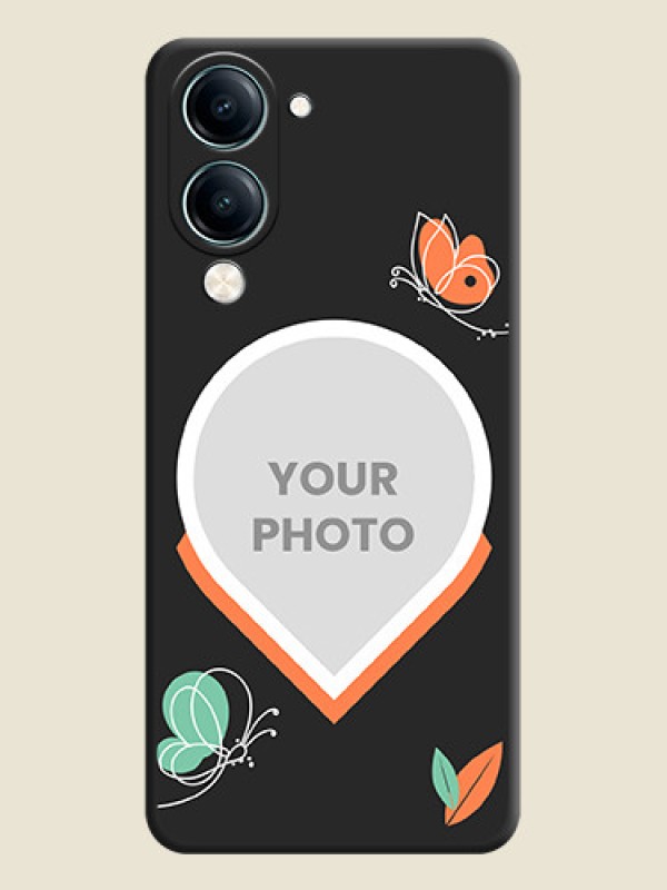 Custom Upload Pic With Simple Butterly Design On Space Black Custom Soft Matte Mobile Back Cover - Vivo Y19e - alternate view
