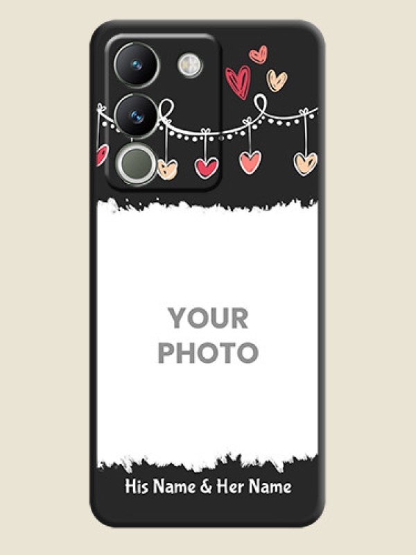 Custom Pink Love Hangings with Name On Space Black Custom Soft Matte Mobile Back Cover - Vivo Y200 5G - alternate view