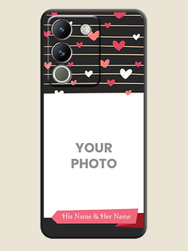 Custom Love Pattern with Name on Pink Ribbon  on Photo On Space Black Custom Soft Matte Mobile Back Cover - Vivo Y200 5G - alternate view