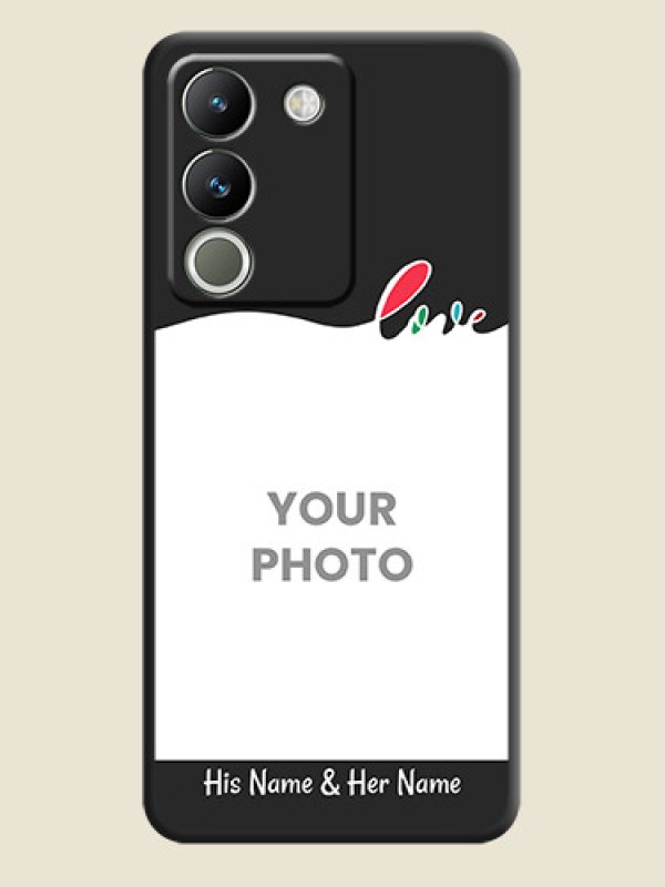 Custom Fall in Love Pattern with Picture on Photo On Space Black Custom Soft Matte Mobile Back Cover - Vivo Y200 5G - alternate view