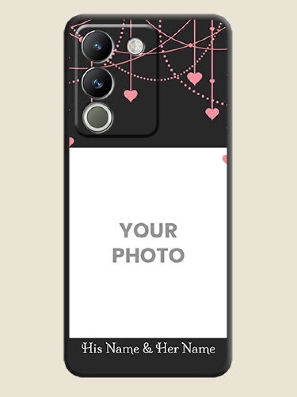 Custom Pink Love Hangings with Text On Space Black Custom Soft Matte Mobile Back Cover - Vivo Y200 5G - alternate view