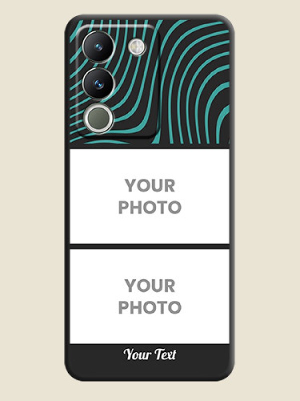 Custom Wave Pattern with 2 Image Holder On Space Black Custom Soft Matte Mobile Back Cover - Vivo Y200 5G - alternate view