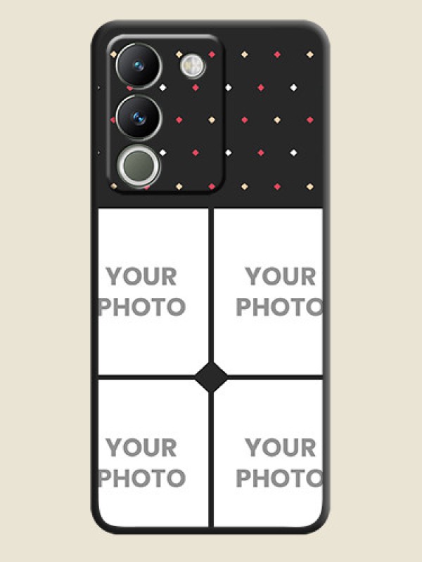 Custom Multicolor Dotted Pattern with 4 Image Holder On Space Black Custom Soft Matte Mobile Back Cover - Vivo Y200 5G - alternate view