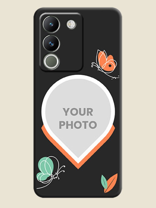 Custom Upload Pic With Simple Butterly Design On Space Black Custom Soft Matte Mobile Back Cover - Vivo Y200 5G - alternate view