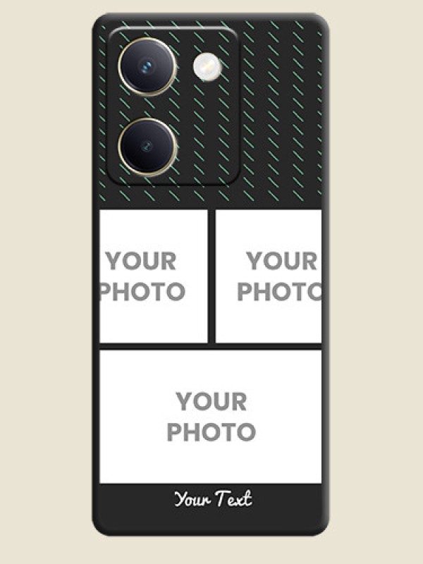 Custom Cross Dotted Pattern with 2 Image Holder On Space Black Custom Soft Matte Mobile Back Cover - Vivo Y200 Pro 5G - alternate view