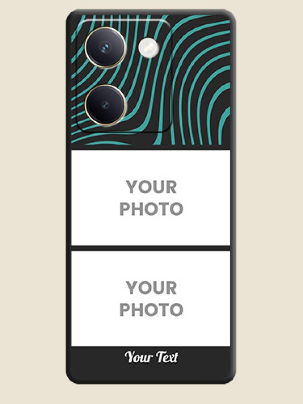 Custom Wave Pattern with 2 Image Holder On Space Black Custom Soft Matte Mobile Back Cover - Vivo Y200 Pro 5G - alternate view