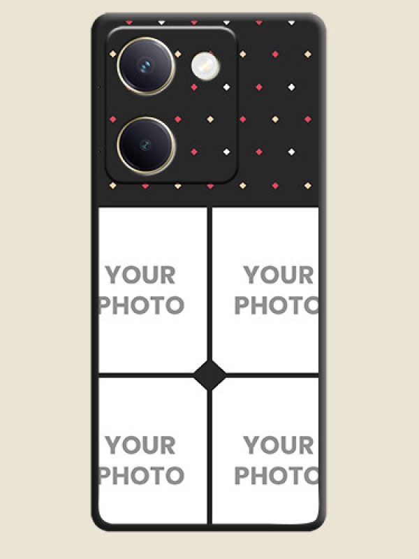 Custom Multicolor Dotted Pattern with 4 Image Holder On Space Black Custom Soft Matte Mobile Back Cover - Vivo Y200 Pro 5G - alternate view