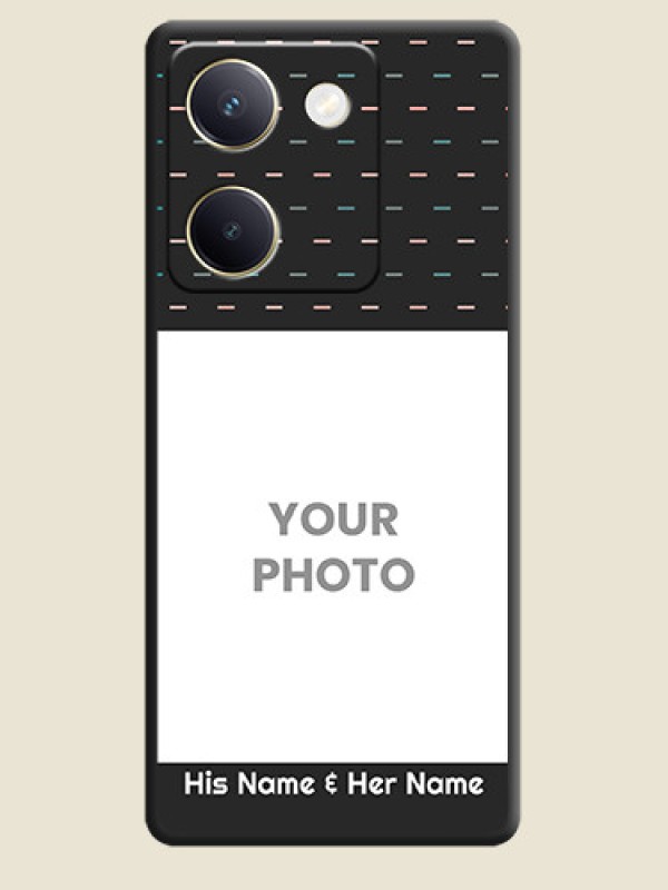 Custom Line Pattern Design with Text On Space Black Custom Soft Matte Mobile Back Cover - Vivo Y200 Pro 5G - alternate view