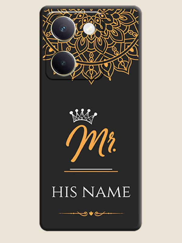 Custom Mr Name with Floral Design On Space Black Custom Soft Matte Mobile Back Cover - Vivo Y200 Pro 5G - alternate view