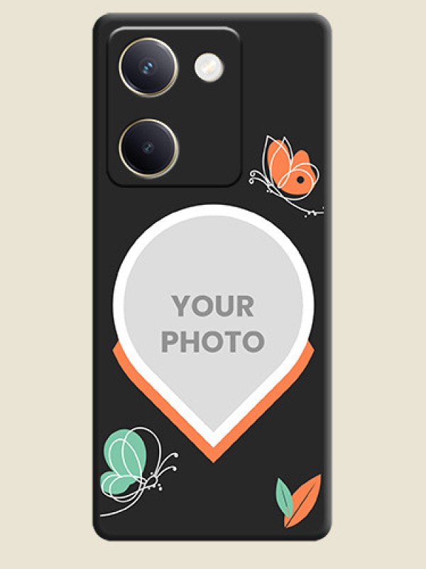 Custom Upload Pic With Simple Butterly Design On Space Black Custom Soft Matte Mobile Back Cover - Vivo Y200 Pro 5G - alternate view