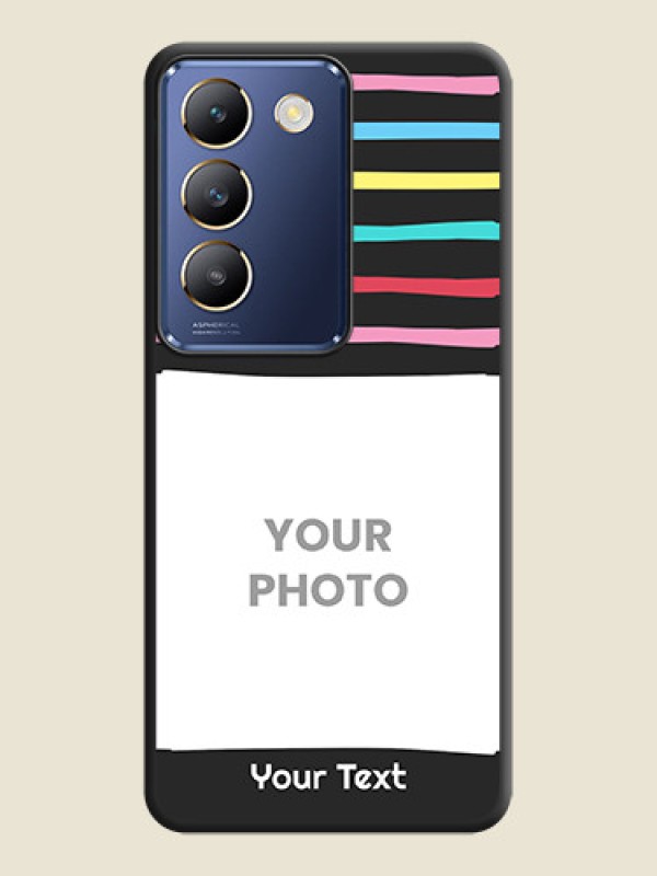Custom Multicolor Lines with Image on Space Black Personalized Soft Matte Phone Covers - Vivo Y200E 5G - alternate view
