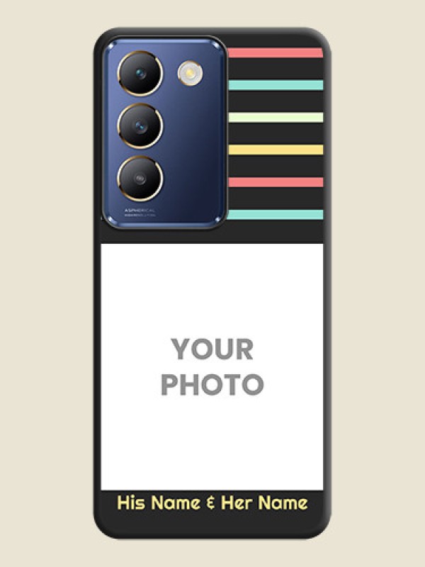 Custom Color Stripes with Photo and Text - Photo on Space Black Soft Matte Mobile Case - Vivo Y200E 5G - alternate view