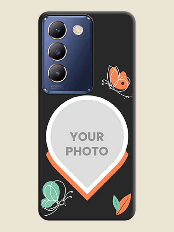 Custom Upload Pic With Simple Butterly Design On Space Black Personalized Soft Matte Phone Covers - Vivo Y200E 5G - alternate view