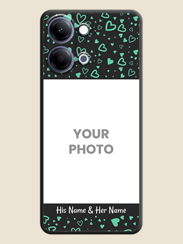 Custom Sea Green Indefinite Love Pattern on Photo On Space Black Custom Soft Matte Mobile Back Cover - Vivo Y21 5G - alternate view