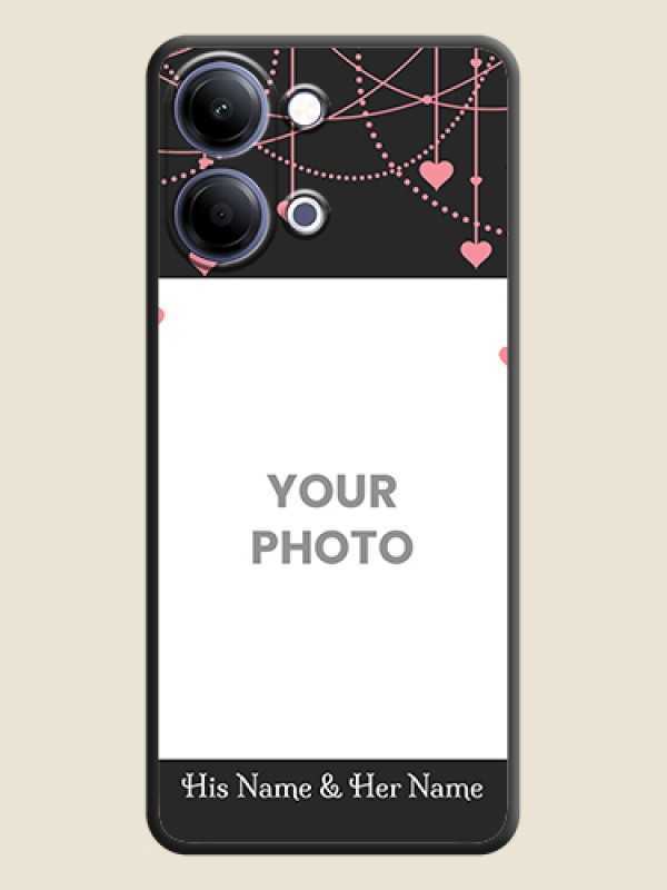 Custom Pink Love Hangings with Text On Space Black Custom Soft Matte Mobile Back Cover - Vivo Y21 5G - alternate view