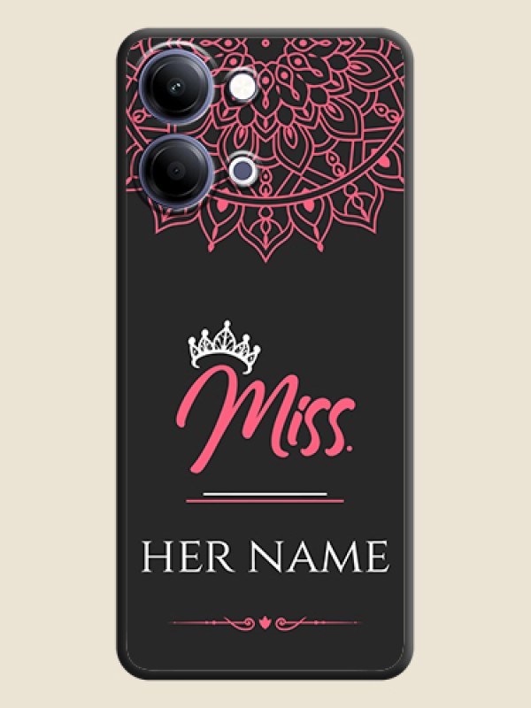 Custom Mrs Name with Floral Design On Space Black Custom Soft Matte Mobile Back Cover - Vivo Y21 5G - alternate view