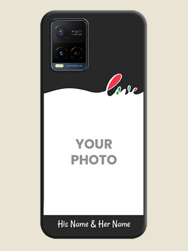 Custom Fall in Love Pattern with Picture on Photo on Space Black Soft Matte Mobile Case - Vivo Y21 - alternate view
