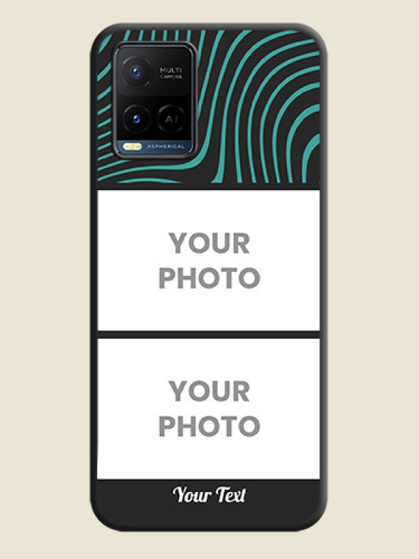 Custom Wave Pattern with 2 Image Holder on Space Black Personalized Soft Matte Phone Covers - Vivo Y21 - alternate view