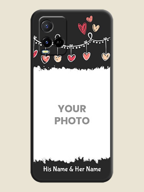 Custom Pink Love Hangings with Name on Space Black Custom Soft Matte Phone Cases - Vivo Y21A - alternate view