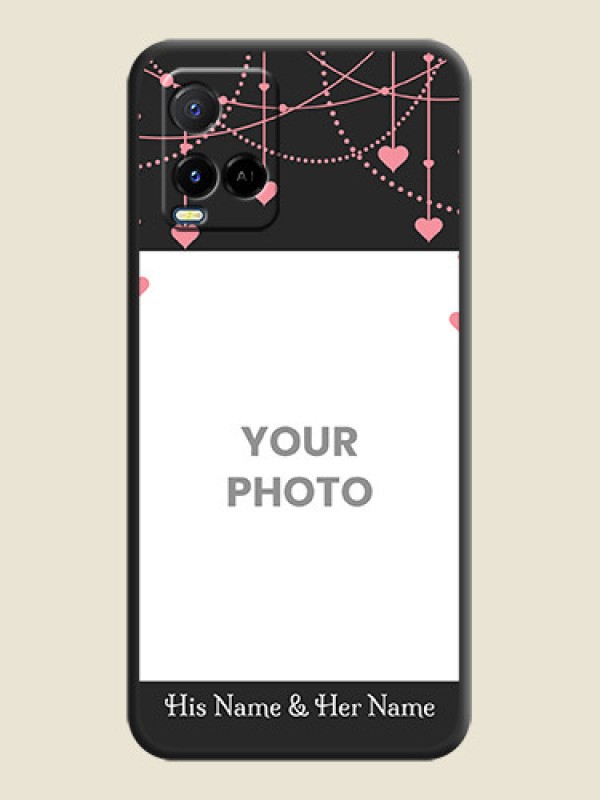 Custom Pink Love Hangings with Text on Space Black Custom Soft Matte Back Cover - Vivo Y21A - alternate view