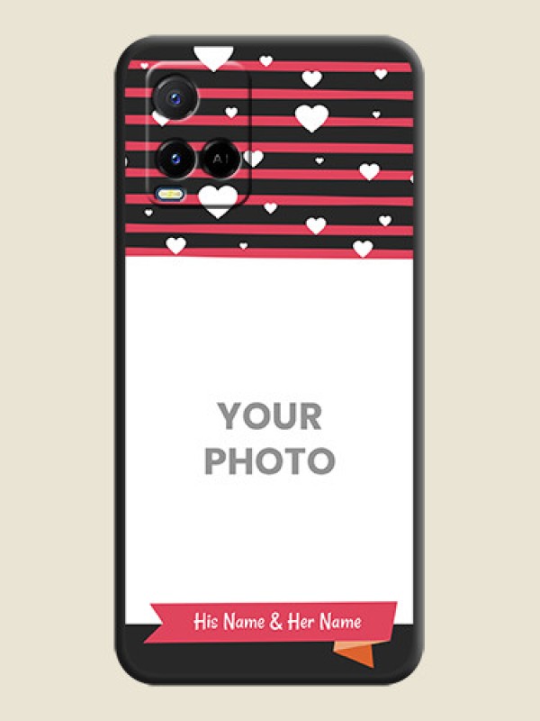 Custom White Color Love Symbols with Pink Lines Pattern on Space Black Custom Soft Matte Phone Cases - Vivo Y21A - alternate view