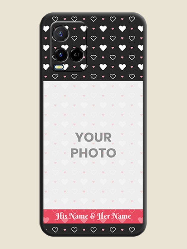 Custom White Color Love Symbols with Text Design on Photo on Space Black Soft Matte Phone Cover - Vivo Y21A - alternate view