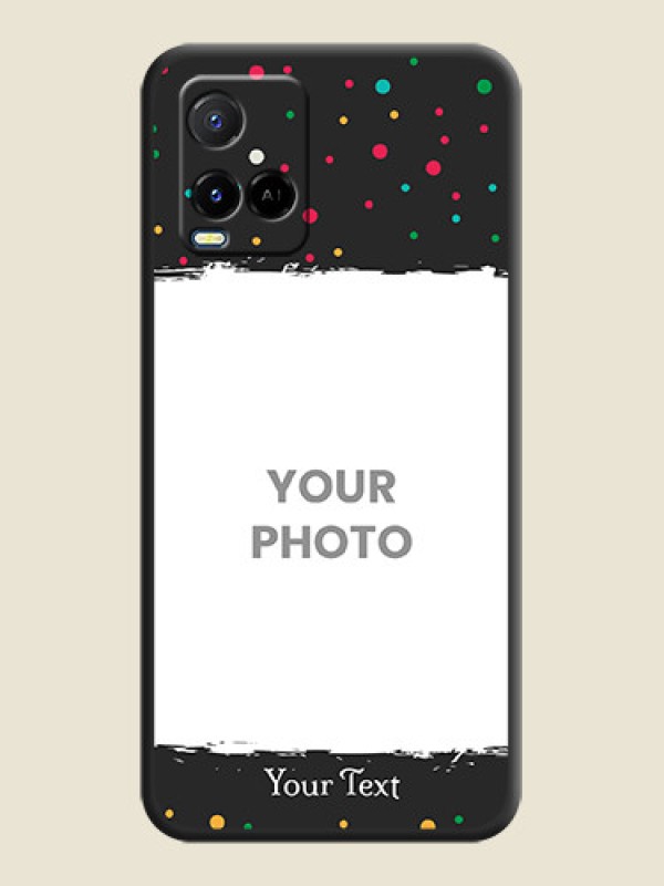 Custom Multicolor Dotted Pattern with Text on Space Black Custom Soft Matte Phone Back Cover - Vivo Y21A - alternate view