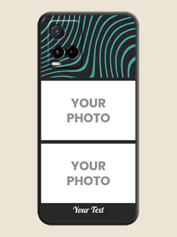 Custom Wave Pattern with 2 Image Holder on Space Black Personalized Soft Matte Phone Covers - Vivo Y21A - alternate view