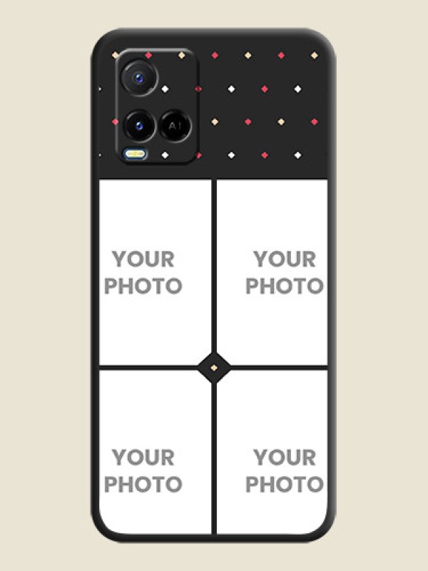 Custom Multicolor Dotted Pattern with 4 Image Holder on Space Black Custom Soft Matte Phone Cases - Vivo Y21A - alternate view