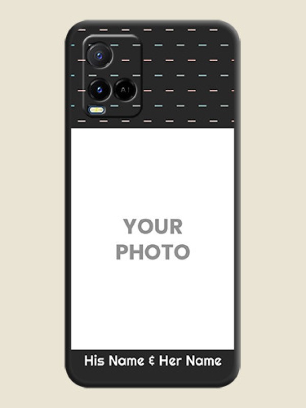 Custom Line Pattern Design with Text on Space Black Custom Soft Matte Phone Back Cover - Vivo Y21A - alternate view