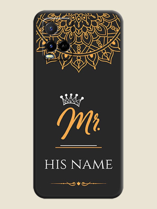 Custom Mr Name with Floral Design  on Personalised Space Black Soft Matte Cases - Vivo Y21A - alternate view