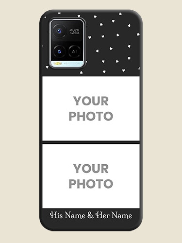 Custom Miniature Love Symbols with Name on Space Black Custom Soft Matte Back Cover - Vivo Y21e - alternate view
