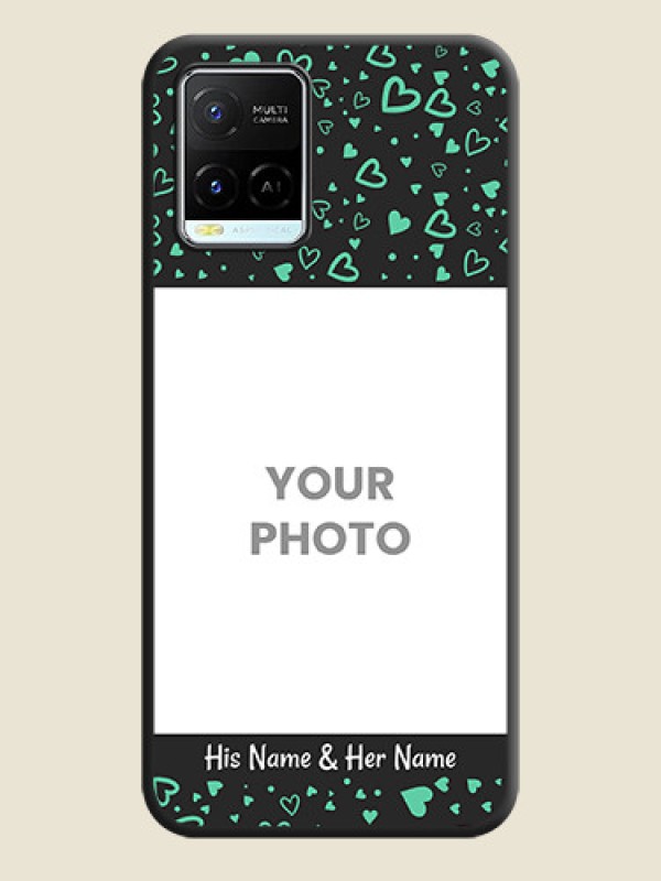 Custom Sea Green Indefinite Love Pattern on Photo on Space Black Soft Matte Mobile Cover - Vivo Y21e - alternate view