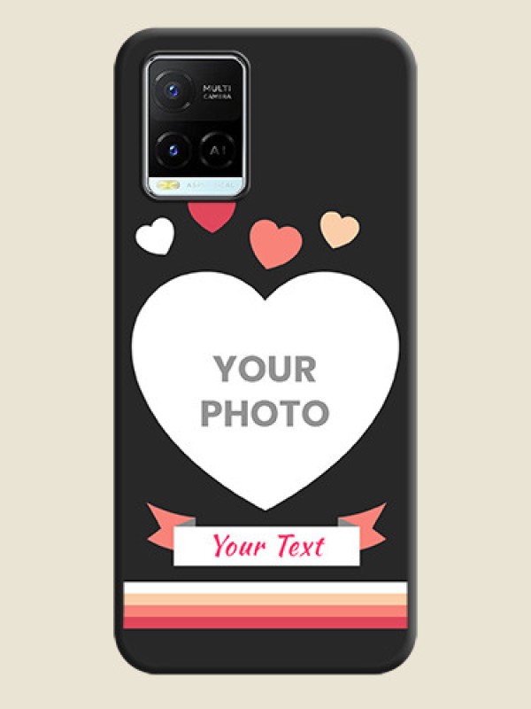 Custom Love Shaped Photo with Colorful Stripes on Personalised Space Black Soft Matte Cases - Vivo Y21e - alternate view