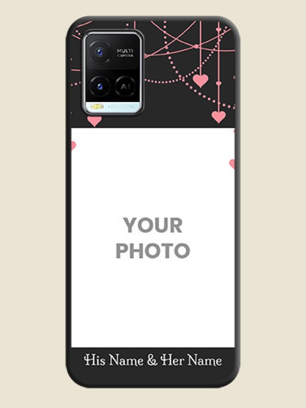 Custom Pink Love Hangings with Text on Space Black Custom Soft Matte Back Cover - Vivo Y21e - alternate view