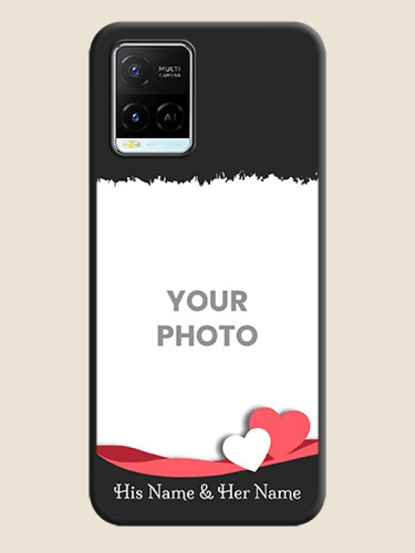 Custom Pin Color Love Shaped Ribbon Design with Text on Space Black Custom Soft Matte Phone Back Cover - Vivo Y21e - alternate view