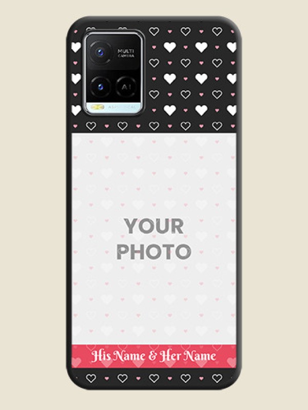 Custom White Color Love Symbols with Text Design on Photo on Space Black Soft Matte Phone Cover - Vivo Y21e - alternate view
