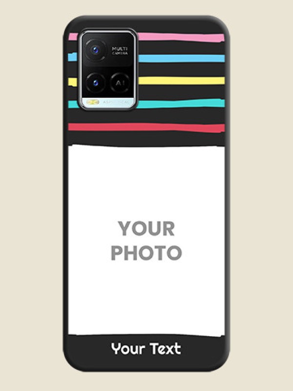 Custom Multicolor Lines with Image on Space Black Personalized Soft Matte Phone Covers - Vivo Y21e - alternate view