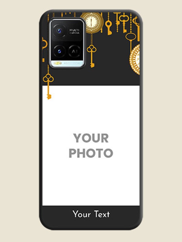 Custom Decorative Design with Text on Space Black Custom Soft Matte Back Cover - Vivo Y21e - alternate view