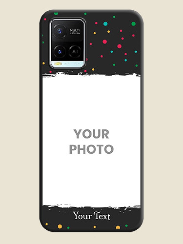 Custom Multicolor Dotted Pattern with Text on Space Black Custom Soft Matte Phone Back Cover - Vivo Y21e - alternate view
