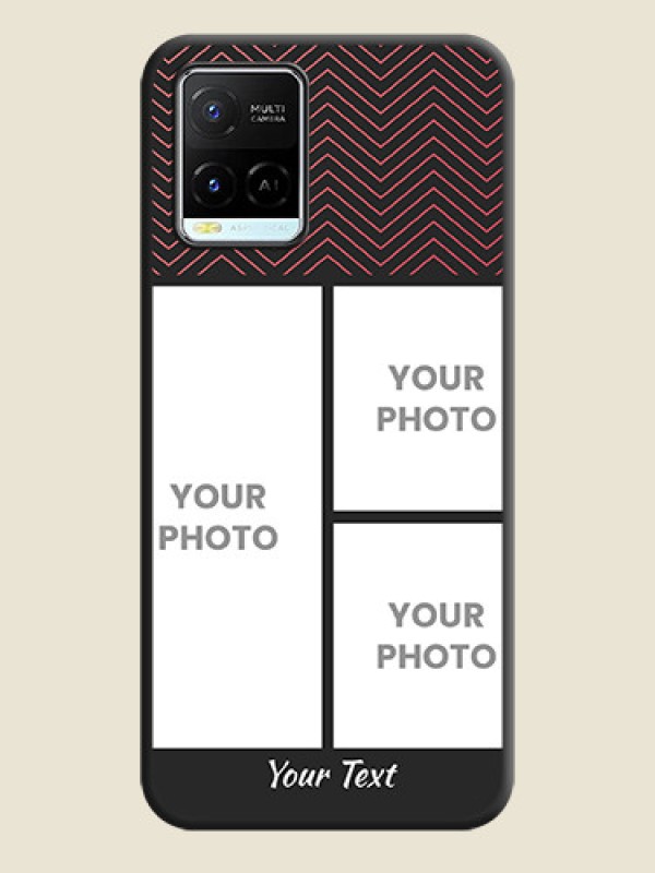 Custom Wave Pattern with 3 Image Holder on Space Black Custom Soft Matte Back Cover - Vivo Y21e - alternate view