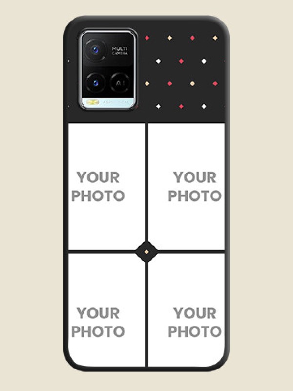 Custom Multicolor Dotted Pattern with 4 Image Holder on Space Black Custom Soft Matte Phone Cases - Vivo Y21e - alternate view