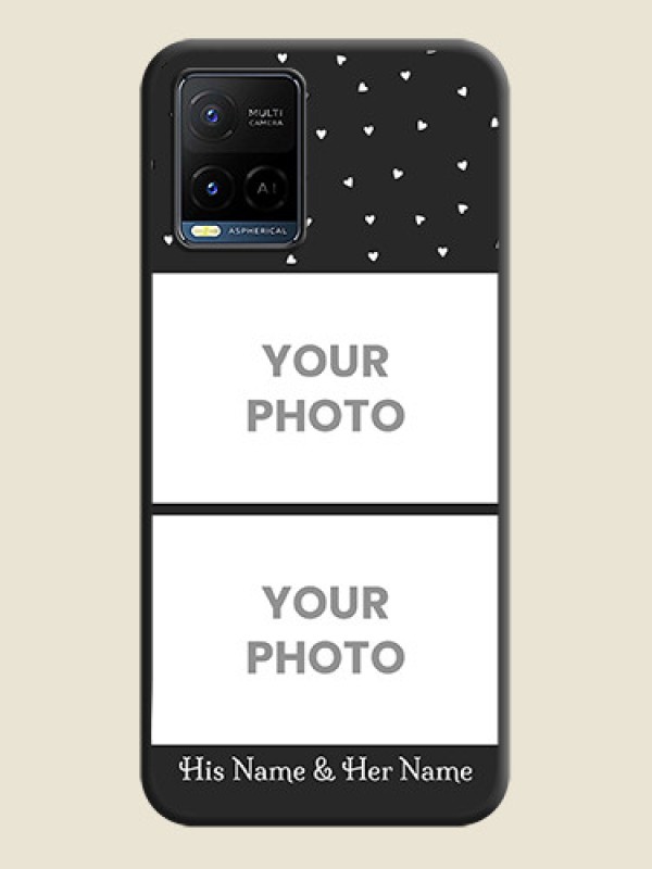 Custom Miniature Love Symbols with Name on Space Black Custom Soft Matte Back Cover - Vivo Y21G - alternate view