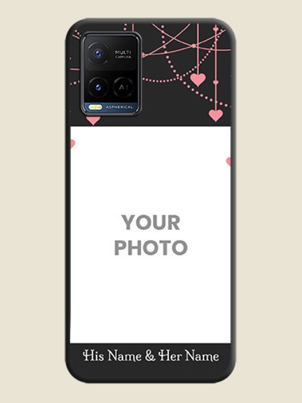 Custom Pink Love Hangings with Text on Space Black Custom Soft Matte Back Cover - Vivo Y21G - alternate view