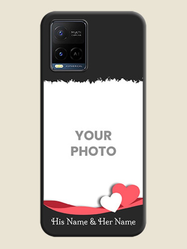 Custom Pin Color Love Shaped Ribbon Design with Text on Space Black Custom Soft Matte Phone Back Cover - Vivo Y21G - alternate view