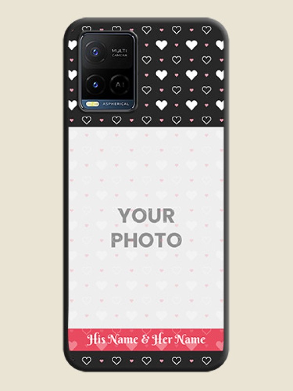 Custom White Color Love Symbols with Text Design on Photo on Space Black Soft Matte Phone Cover - Vivo Y21G - alternate view